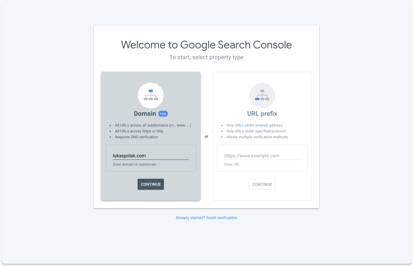 Adding a domain into GSC
